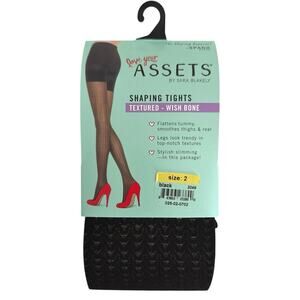 NWT Assets shaping tights textured wishbone black size 2